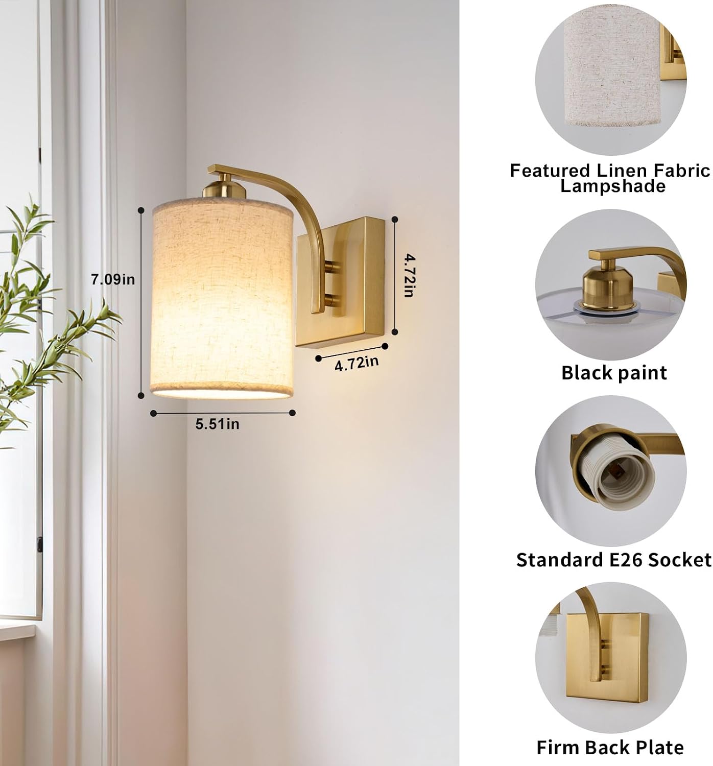 Powfloven Black Rechargeable Wall Sconces Set of 2 with Remote, Wireless Dimmable Battery Operated LED Wall Lights, Cordless Wall Lighting Lamp Fixture for Bedroom Living Room