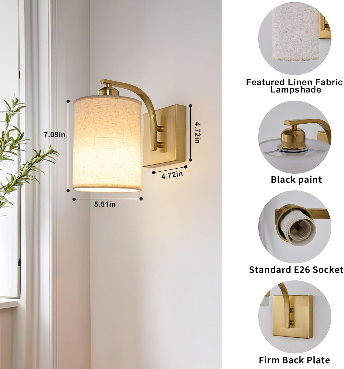 Powfloven Black Rechargeable Wall Sconces Set of 2 with Remote, Wireless Dimmable Battery Operated LED Wall Lights, Cordless Wall Lighting Lamp Fixture for Bedroom Living Room