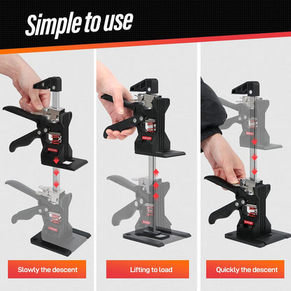 Drywall Lifter, Hand Furniture Lifter Tool, Furniture Jack, Labor Saving Arm Jack with Case, Precise Control Slow Descent, 12inch 400lb 2PCS