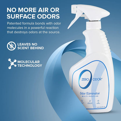 Zero Odor Multi-Purpose Odor Eliminator, Fabric & Room Deodorizer, 16 oz | Odor Eliminator Spray for Closet, Bathroom, Basement, Trash & Upholstery, Air and Surface use