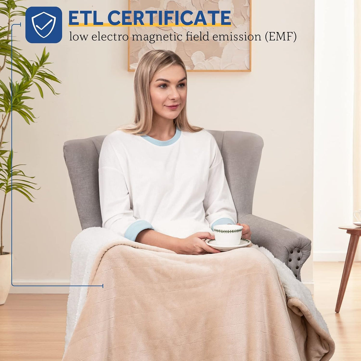 Sealy Electric Throw Blanket Heated Flannel & Sherpa Auto Shutoff 50"x60"