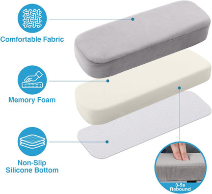 Smiry Memory Foam Office Chair Armrest Pads, Non-Slip Armrest Cushion | Ergonomic Arm Rest Pads with Adjustable Buckles and Straps, Elbow Relief for Desk, Gaming & Wheelchair, Black, Set of 2