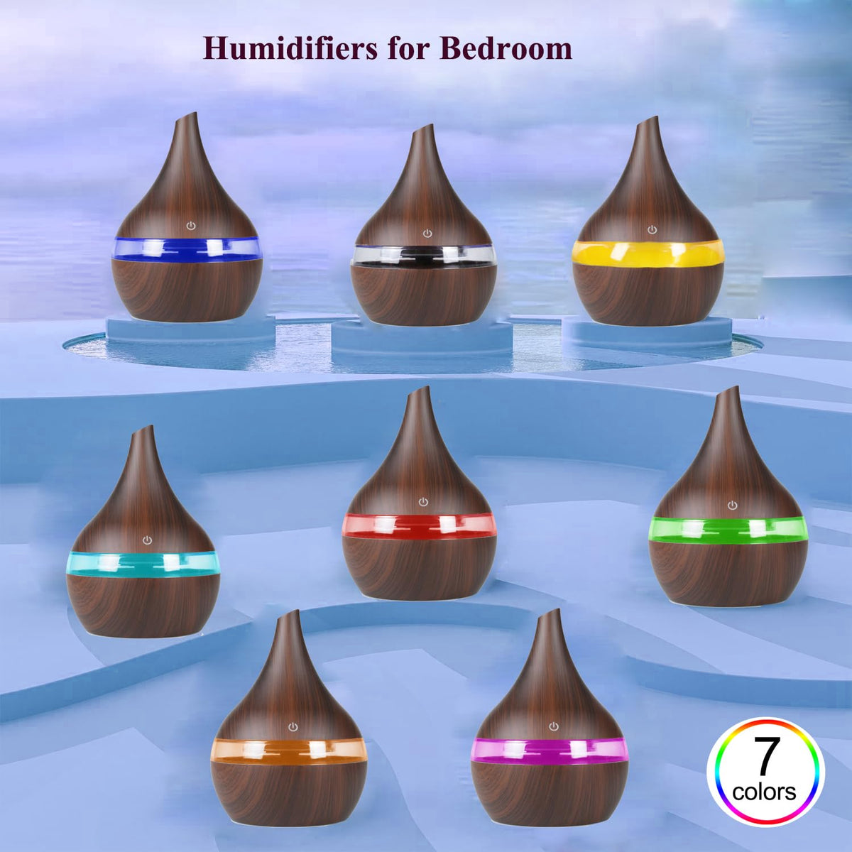 300ml Cool Mist 7 Colorful Lights Humidifier, 10-20 Hour Runtime for Plants