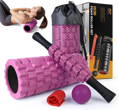 SUBCULTUREPICK 5 in1 Foam Roller Set, Trigger Point Foam Roller Deep Tissue