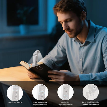 Rechargeable Book Light, Clip-On LED Reading Light, Eye-Caring