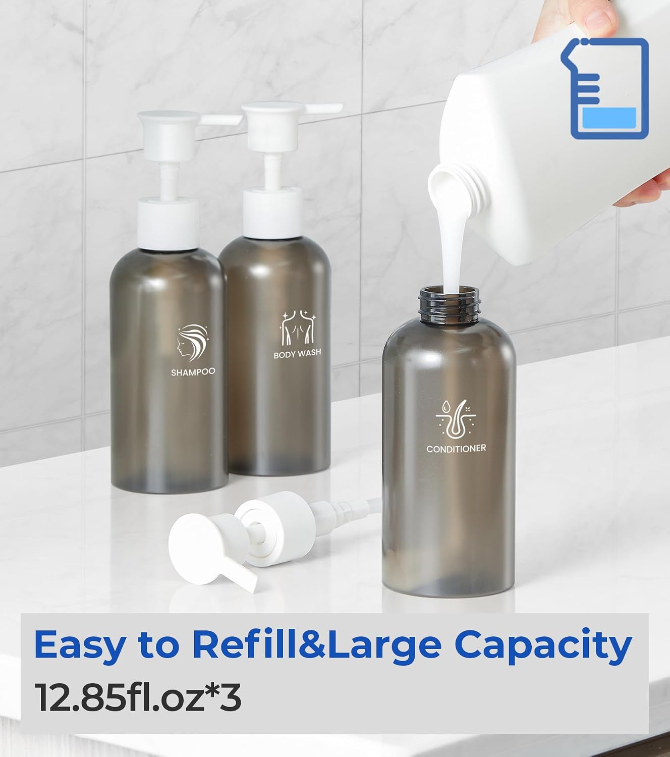 Shampoo and Conditioner Dispenser Shower Soap Dispenser 3 Chamber No Drill Shampoo Dispense for Shower Wall Mounted Shower Shampoo Dispenser 3 Chamber for Bathroom Hotel 3 * 13.37 fl.oz Black
