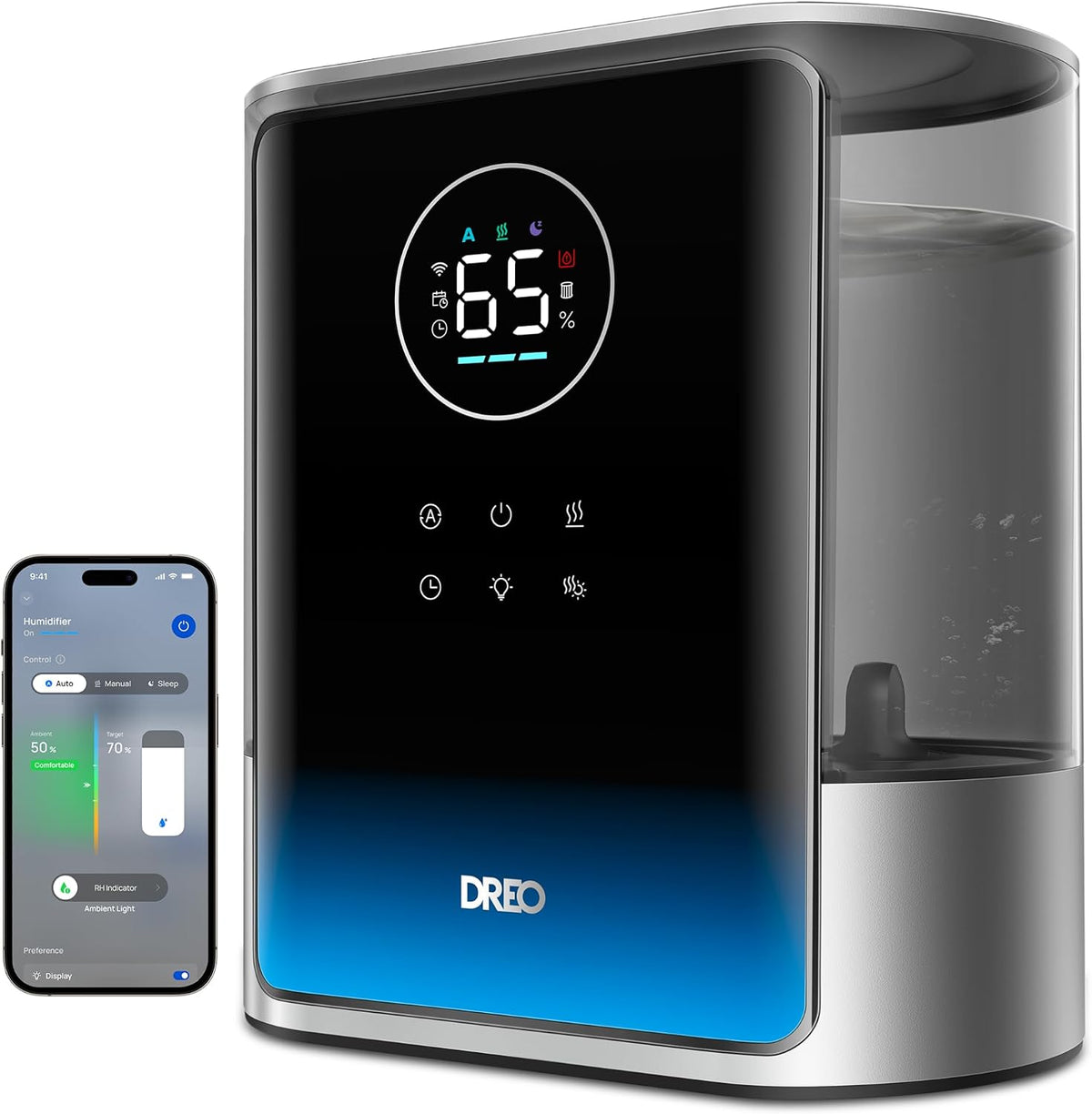 DREO 8L Smart Humidifier Large Room, 80H Runtime, Warm & Cool Mist, HM717S