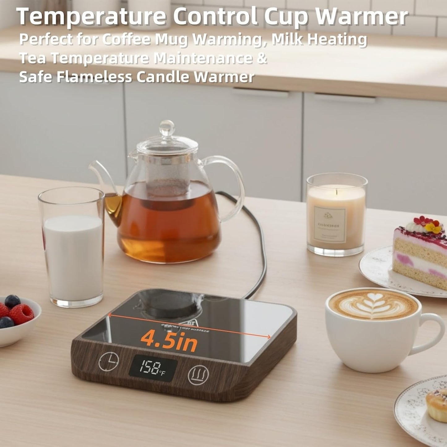 Coffee Mug Warmer & Candle Warmer 2-in-1, 46W Smart Cup Warmer for Desk | 6 Temperature Settings, 12-Hr Timer & 4-Hr Auto Shut-Off, Gift for Coffee Lovers, Home Office & Desk Warmer