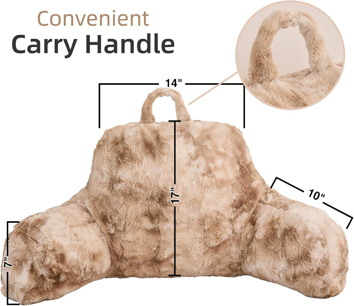 A Nice Night Ivory Reading Pillow, 18.5" Bed Wedge Pillows with Arms