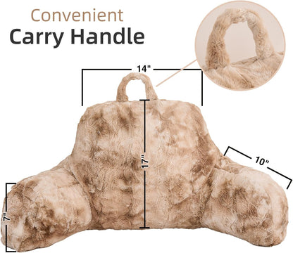 A Nice Night Ivory Reading Pillow, 18.5" Bed Wedge Pillows with Arms