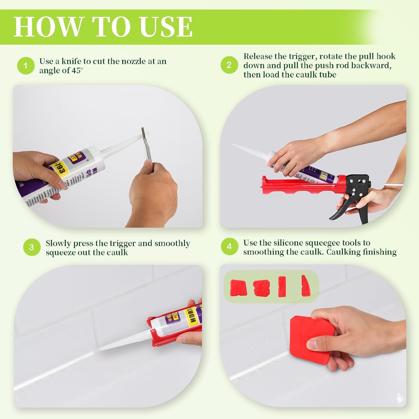 Caulk Tool Kit for Removal and Application Caulking Spatula Grout Stripper Tool Grout Remover Angle Carbide Scraper Caulking Tips Tool with Caulk Application Tool and Silicone Finishing Tools
