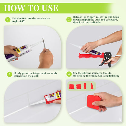 Caulk Tool Kit for Removal and Application Caulking Spatula Grout Stripper Tool Grout Remover Angle Carbide Scraper Caulking Tips Tool with Caulk Application Tool and Silicone Finishing Tools