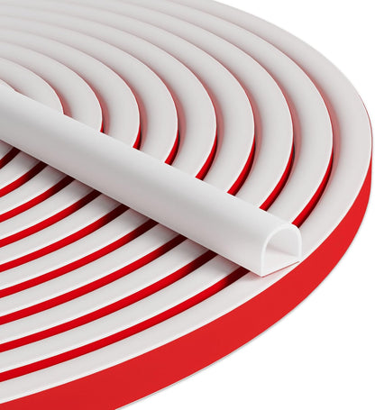 20FT Weather Stripping Door Seal, Self-Adhesive Silicone D-Shaped Seal Strip for Door Frame & Window Gaps, Soundproof Insulation Gap Filler
