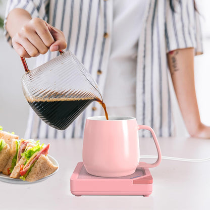 Coffee Mug Warmer Set: Coffee Warmer for Desk Auto Shut Off Candle Warmer Plate Electric Beverage Coffee Cup Warmer Heated Coffee Mug for Coffee,Tea, Milk Up to 131°F/55°C (Green)