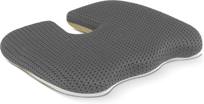 Gooo&Ma Air Fiber Seat Cushion, U-Shape Tailbone Comfort, Black | Thin design for office/car, breathable air fiber cooling, ergonomic, washable, non-slip, portable, 17.7"x13.8"x1.6"