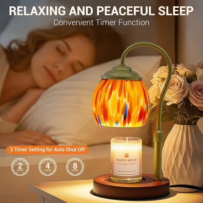 Candle Warmer Lamp - Electric Candle Lamps Timer Dimmer, Sunflower Tiffany Style Stained Glass Candle Warming Lamp Compatible with Jar Candles Valentine Birthday Gifts for Mom Friend Wax Melt Warmer