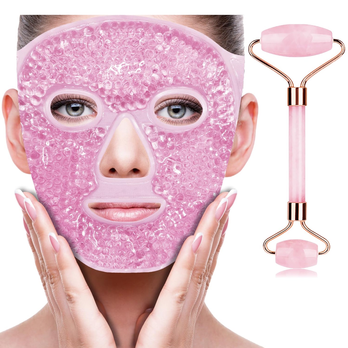 ZNÖCUETÖD Cold Face Eye Mask Ice Pack Reduce Facial Puff, Dark Circles, Hot Cold Compress Pack, Face SPA Gift for Woman Sleeping, Pressure, Headaches, Skin Care, Post Laser Cosmetic Care, Reversible