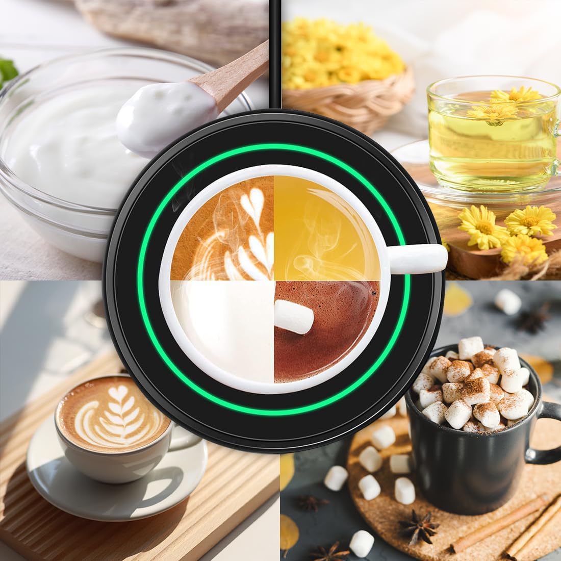 Coffee Mug Warmer, Electric Beverage Warmers for Office Home Desk Use, Smart Cup Warmer Thermostat Coaster for Hot Coffee Tea Espresso Milk Candle Wax with Gravity Switch Auto On/Off 135F