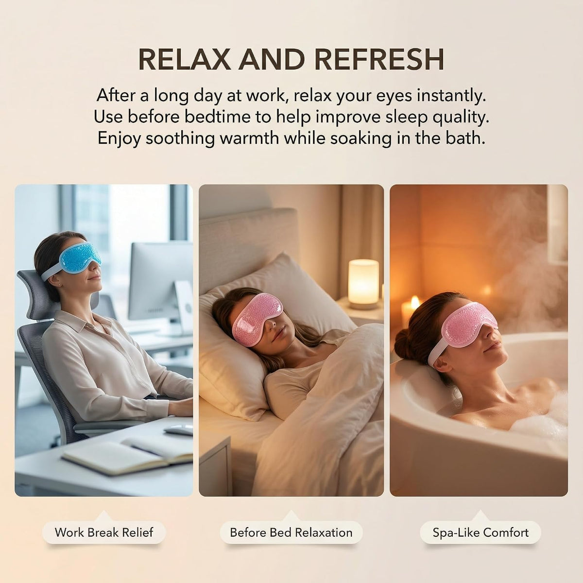Cooling Eye Mask 2 Pack, Gel Eye Mask Cold Pack for Puffiness, Ice Eye Mask for Puffy Eyes, Hot Cold Compress for Eyes, Reusable Freezer Eye Mask Blue and Pink Color