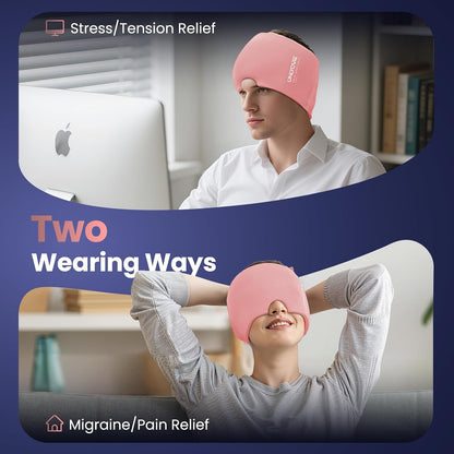 ONLYCARE Migraine Relief Cap, Headache Relief Cold Cap for Migraine Relief | Soothing Headache Ice Face Pack Mask, Cold Compress Head Wrap for Sinus, Tension, Stress, Hangover, Self Care Gifts for Women