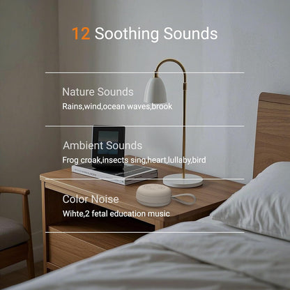 Portable Baby Sound Machine [White Noise for Babies Kids Adults][Supports Bluetooth Audio Playback][Timer Function][12 Soothing Sounds] 15 Hours Battery Life, Travel,Shower,Clips on Baby Stroller