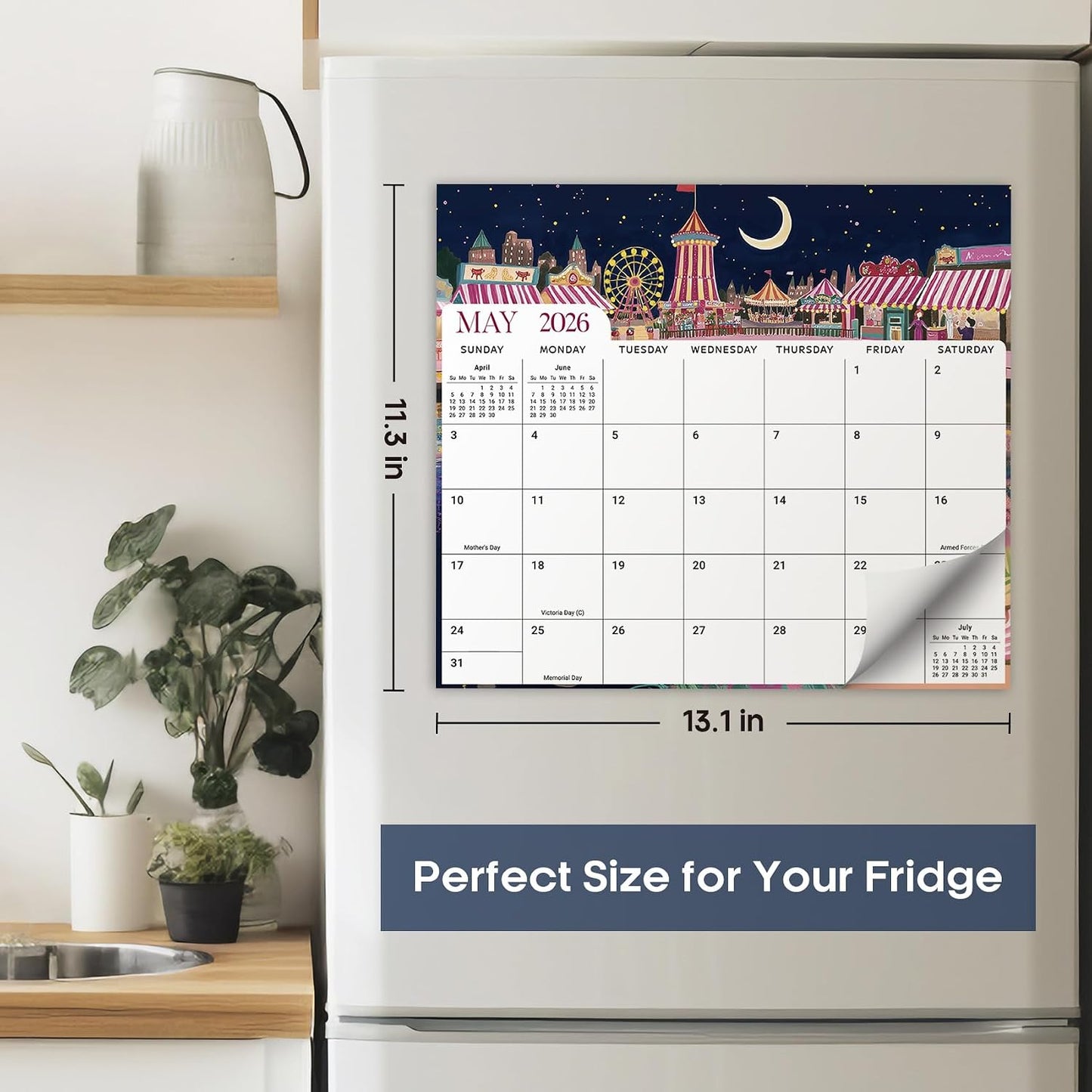 2026-2027 Magnetic Calendar for Refrigerator, Apr 2026-Dec 2027 | 21-Month Fridge Calendar 2026-2027 for Home Planning, Scheduling and Easy Organization, Greenery
