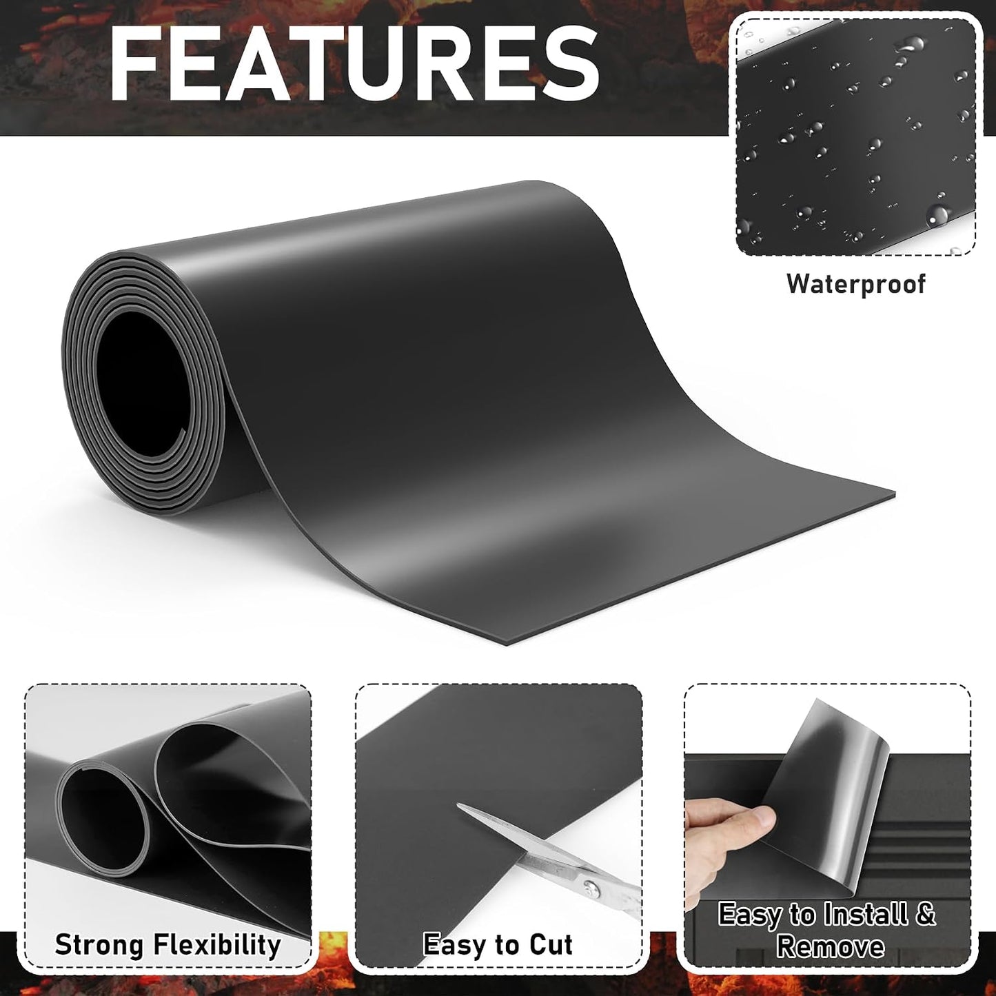 Flamorrow Magnetic Fireplace Vent Cover, 2 Pack Fireplace Draft Blocker to Block Draft from Indoor Chimney, Insulation Fireplace Screen to Prevent Cold Air and Heat Loss from Fireplace Vent, 36 x 6 in