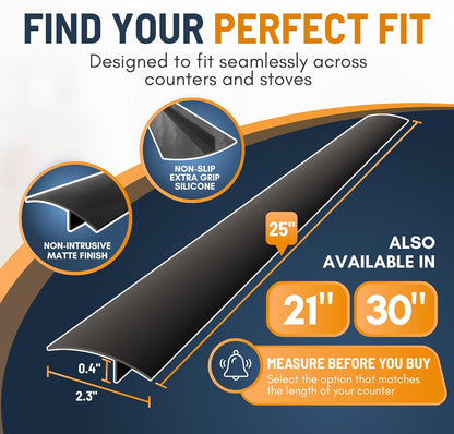 Linda’s Essentials Silicone Stove Gap Covers (2 Pack), Heat Resistant Oven Gap Filler Seals Spaces Between Stovetop and Counter, Easy to Clean Stove Side Guard (30 Inches, Black)