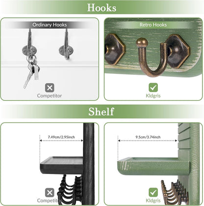 Key Holder for Wall, Mail Organizer Wall Mount with 6 Hooks Wooden Hanging Key Rack for Home Decor, Hallway, Entryway (Yellow)