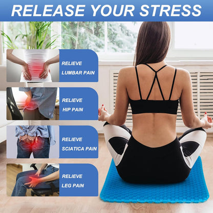 Gel Seat Cushion for Long Sitting - 16.5" x 14.5" x 2.4" (Extra Thick＆Soft)