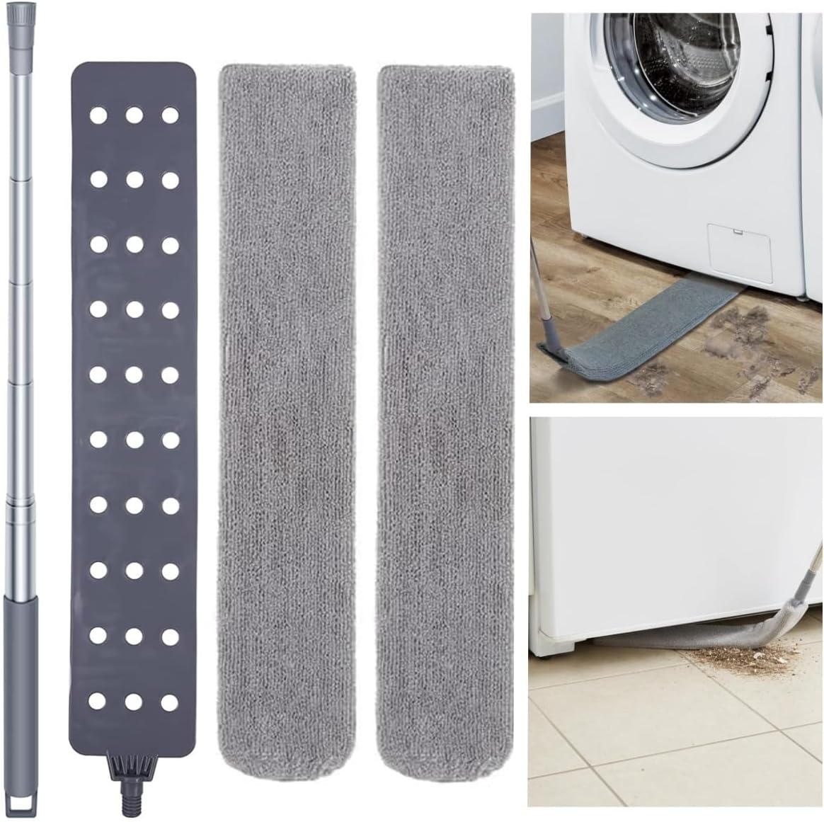 Retractable Gap Dust Cleaner Under Appliance Cleaning Tool, GMLRKY Flat Duster for Under Refrigerator Fridge Stove Couch Bed, Skinny Thin Duster for Tight Spaces (Blue)