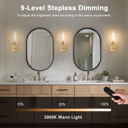 Wireless Wall Sconces with Remote Control, Battery Operated Wall Sconce Set of 2, Black & Gold Rechargeable Dimmable Wall Light for Bedroom Living room Bathroom Hallway Entryway Stairwell, 3000K