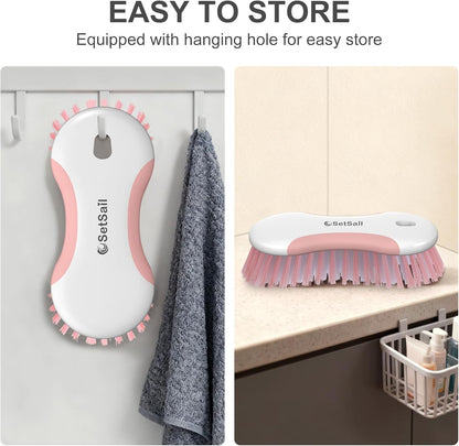 SetSail Scrub Brush, Heavy-Duty Scrub Brushes for Cleaning with Stiff Bristles Cleaning Brush for Shower, Bathroom, Carpet, Kitchen and Bathtub Scrubber - 2 Pack | Durable Bristles Ergonomic Non-Slip Tpr Grip. U-Style Hanging Loop for Storage. Use for