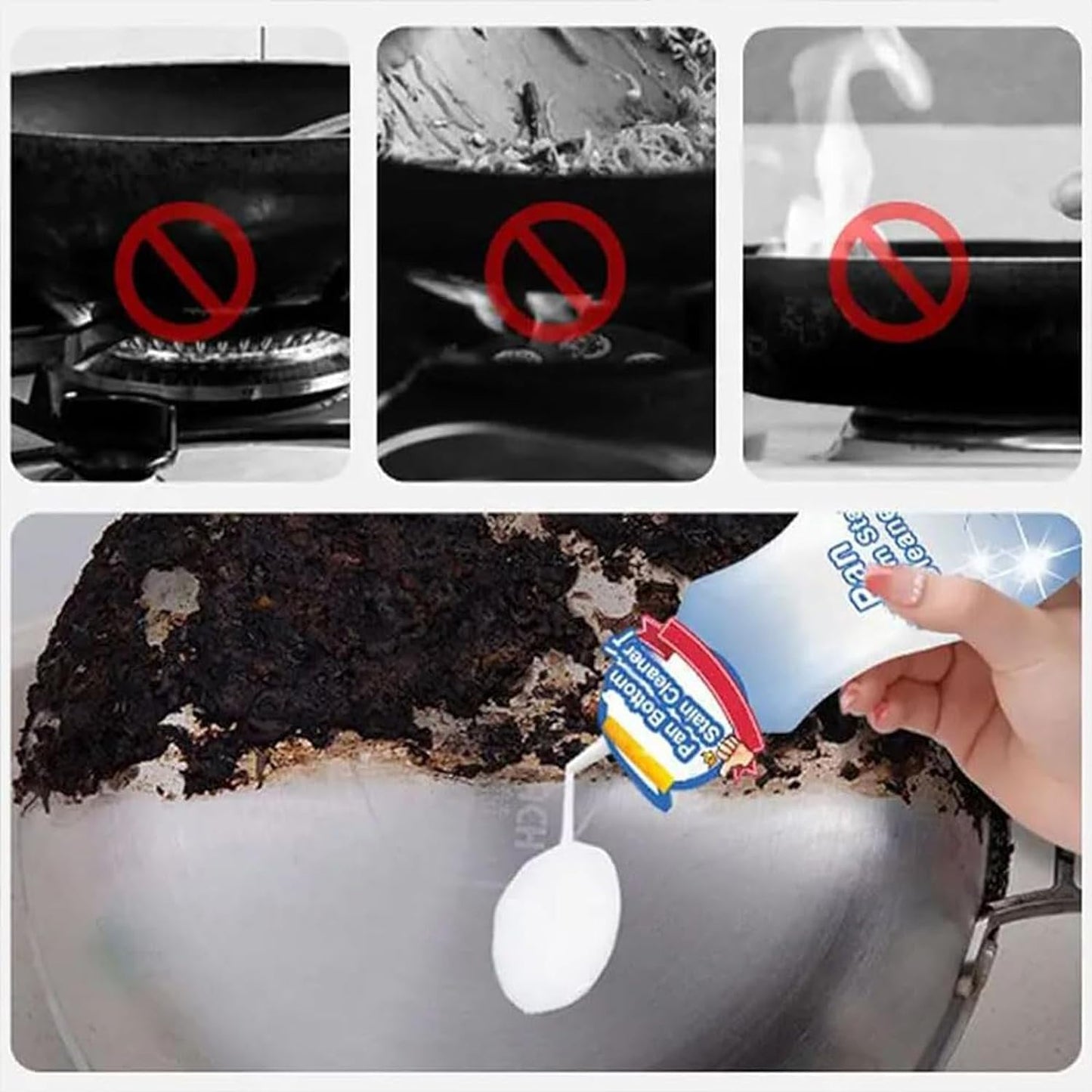 2PCS Pan Bottom Stain Cleaner, Gel Cleaner for Cookware Bottom, Kitchen Cleaner Spray Easy Off, Pot Cleaner For Bottom Of Pans, Foaming Heavy Oil Stain Cleaner, 150ml