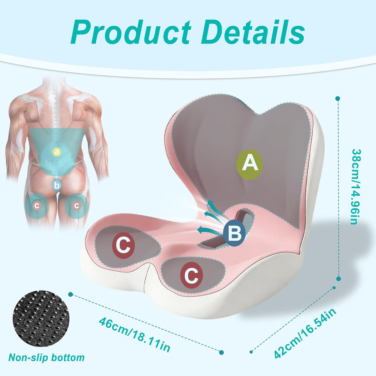 Seat Cushion for Office Chair, Ergonomic Cushion with Lumbar Support Pillow