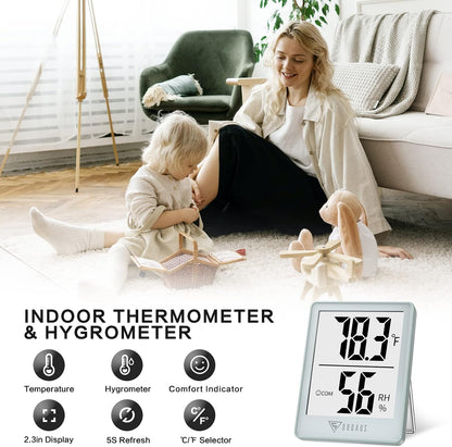 DOQAUS Digital Hygrometer Indoor Thermometer Humidity Meter, Black | Mini Room Thermometer, 5s Fast Refresh, Accurate Temperature and Humidity Monitor for House, Baby Room, Greenhouse, Incubator