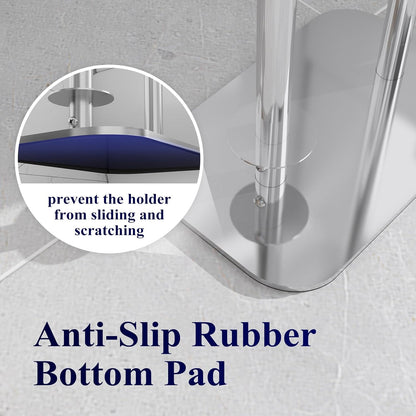 Kitsure Metal Toilet Paper Holder Free Standing, Medium, Black | Rustproof Toilet Paper Stand for 4 Rolls, Bathroom Organizers and Storage with Anti-Slip Base and Plastic Shelf