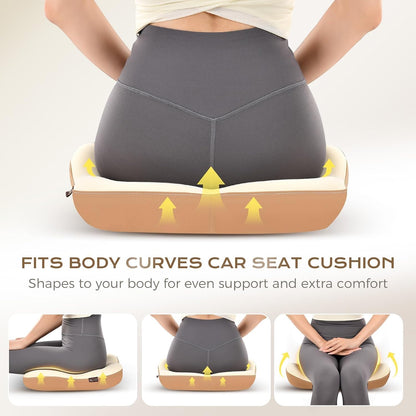 Coverado Lumbar Support Pillow and Seat Cushions for Office Chairs, Memory Foam Orthopedic Coccyx Cushion for Tailbone Pain Cushion Pillow & Back Pain Pressure Relief Seat Cushion Coffee&Beige