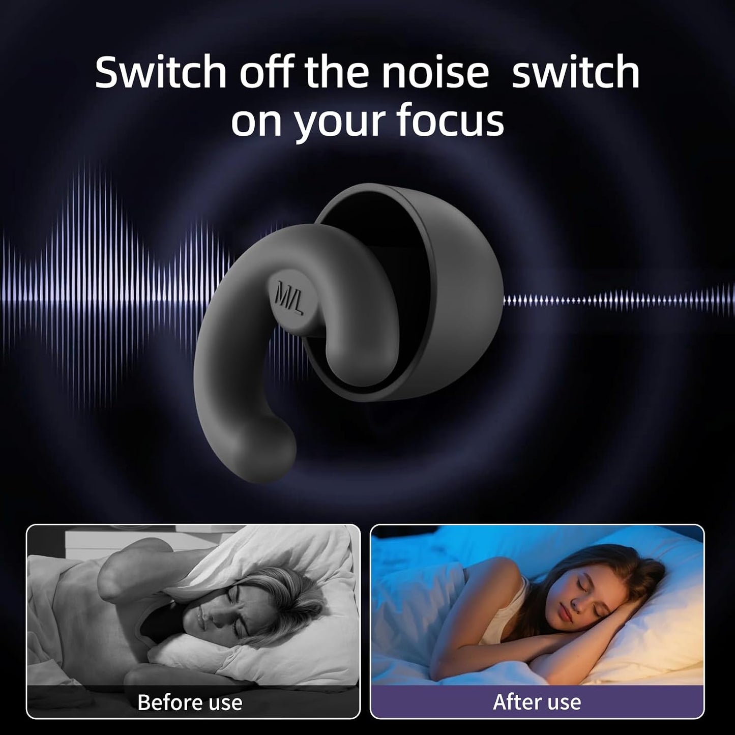 Noise Cancelling Ear Plugs Sleep 50dB NRR Side Sleep Small Ear | ultra soft silicone, reusable one-piece design, 4 sizes included, portable case