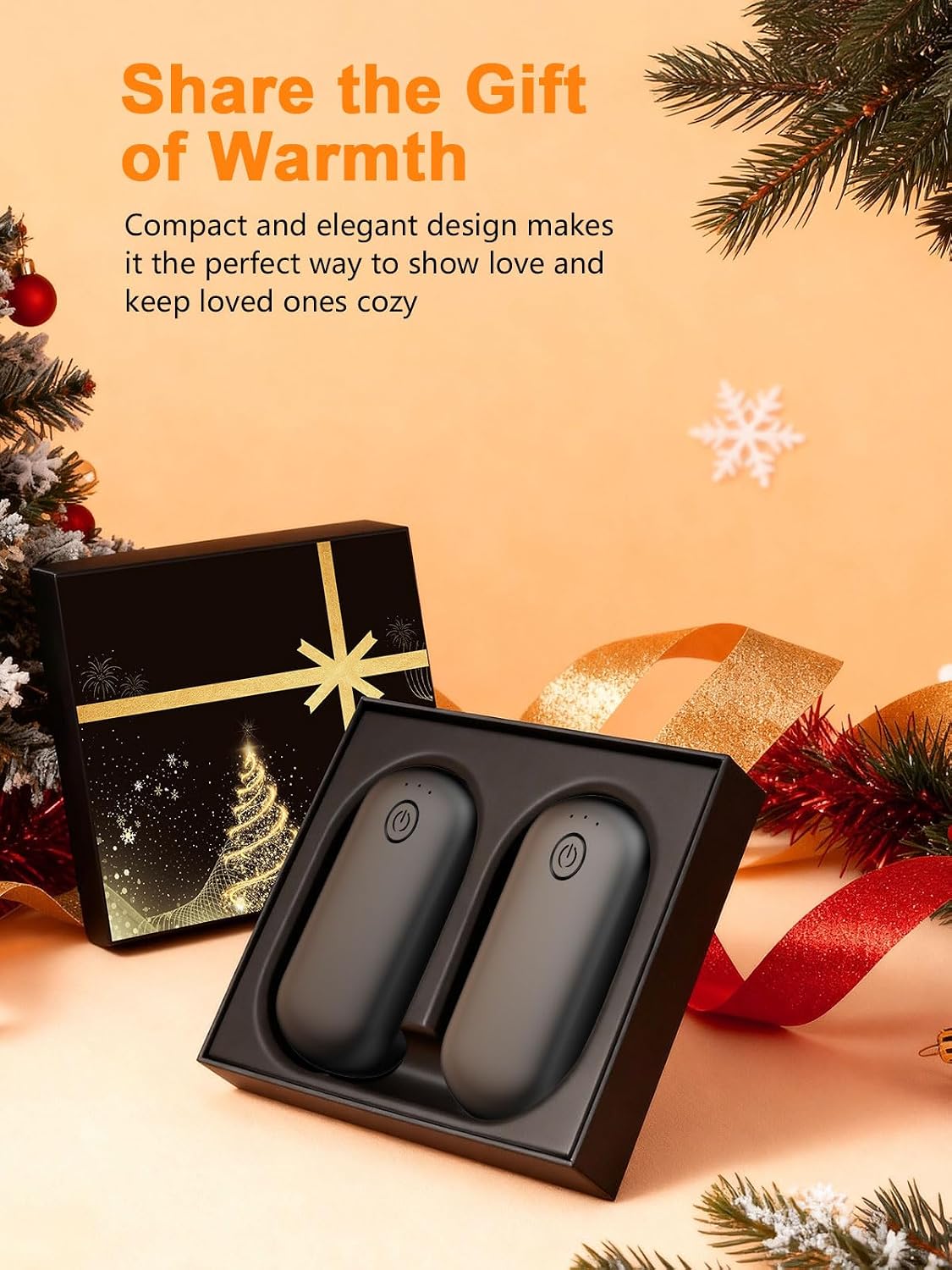 Pocket Size Hand Warmers Rechargeable 2 Pack, 6000mAh Electric Hand Warmers for 24H Safe Heat, 3 Settings Fast Heating Handwarmers Up to 131℉ for Christmas, Outdoor, Golf, Hunting, Camping Accessories