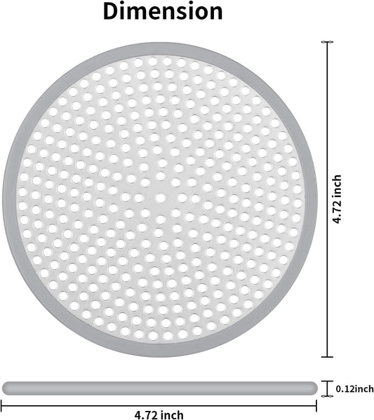 Ohtomber 2PCS 4.72" Stainless Steel Shower Drain Hair Catcher, Silicone Rim | Fine Mesh Hair Trap, Anti-Clog, Silicone Rim, Rust Proof, Fits Shower Bathtub Sink Floor Drains, Easy Disassembly & Cleaning