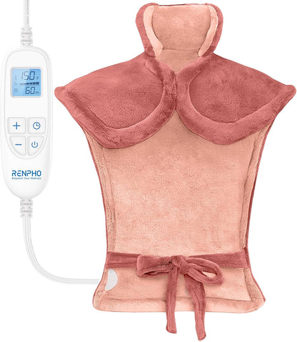 RENPHO Electric Heating Pad - 6 Heat Levels for Neck Shoulder and Back, Birthday Gifts for Women Men Mom Dad, Weighted Pad for Snug Fit, ETL Safety Certified, FSA Eligible, 24"x33" Gray