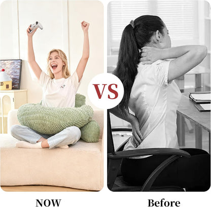 Reading Pillow with Arms for Sitting in Bed,Backrest,White Flannel,M | 17" Backrest Supports Back for College Students,Elbows & Forearms for Dorm Reading,Gaming,Watching TV