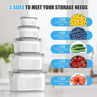 damynuo 10Pack Fruit Storage Containers for Fridge - Berry Containers with Vent and Handle Lids, Fruit Containers for Fridge with Colander, lettuce keeper for Refrigerator Organizers and Storage
