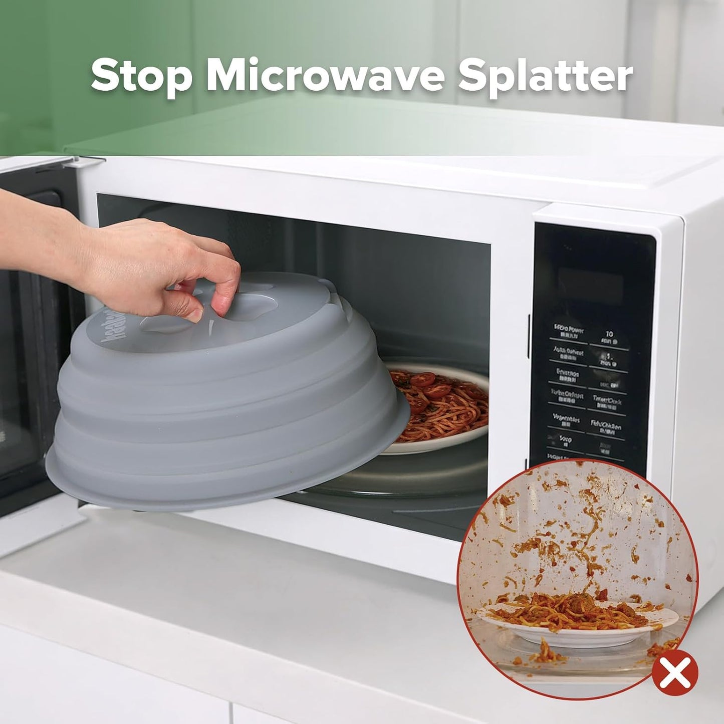 haakaa Collapsible Silicone Microwave Splatter Cover for Food, 11.5 Inch | BPA Free Silicone, Vented Microwave Plate Cover, Easy-Lift Grip, Dishwasher Safe, Heat Resistant, Fits Plates & Bowls