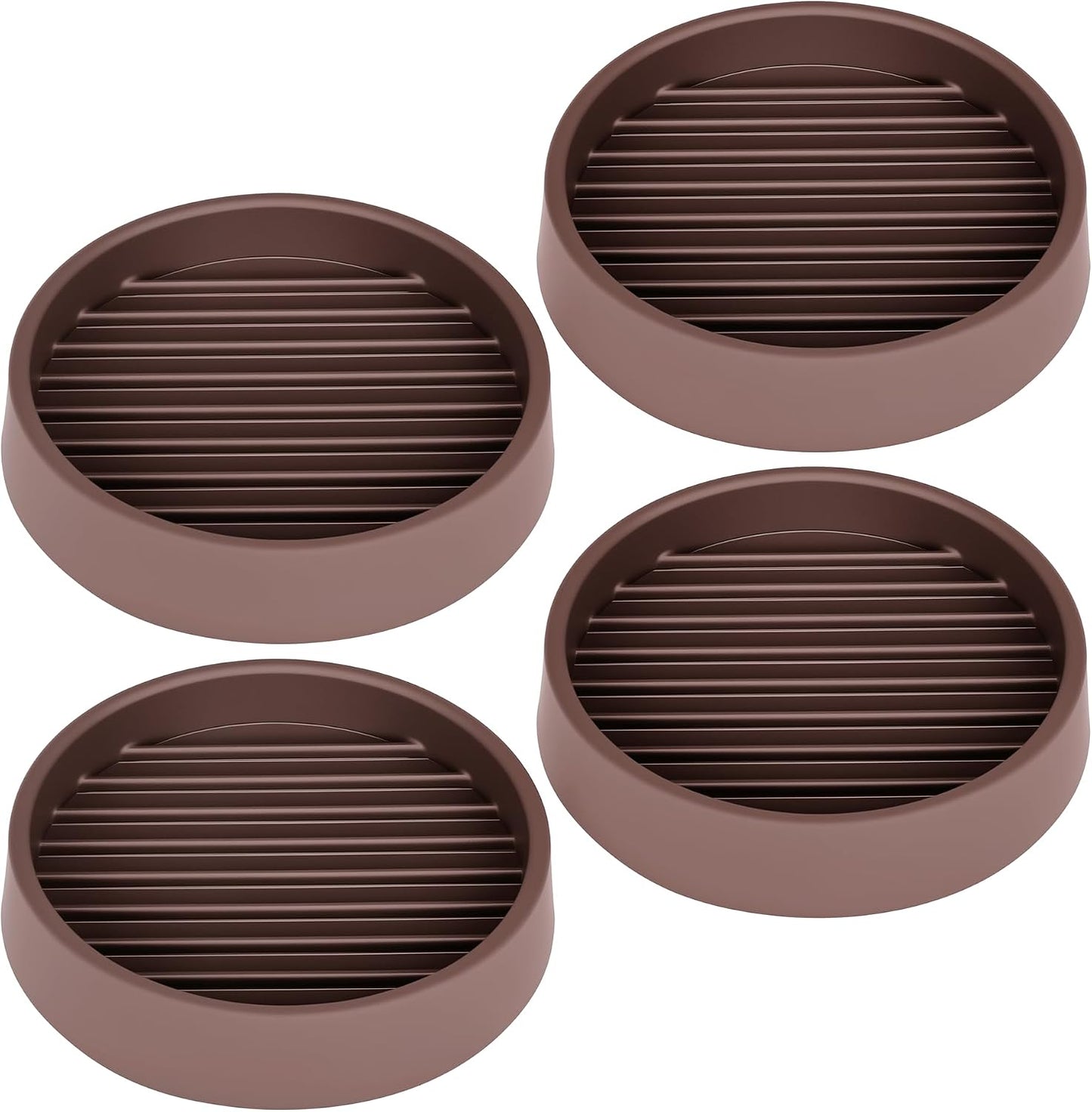 2X2 Round Rubber Caster Cups, Non Slip Furniture Pads - 4 Pack | Anti-Slip Gripper, Anti Skid Furniture Feet, Anti Slide Floor Protector for Bed Couch Table Chair Stoppers, Black