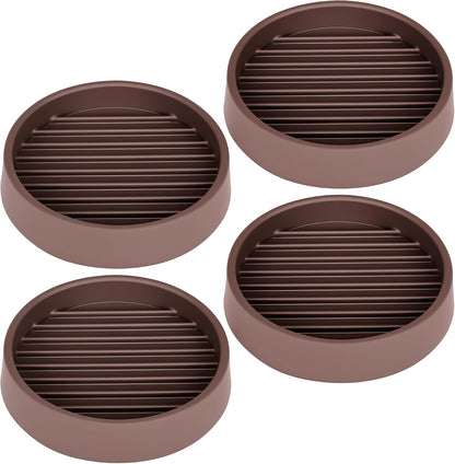 2X2 Round Rubber Caster Cups, Non Slip Furniture Pads - 4 Pack | Anti-Slip Gripper, Anti Skid Furniture Feet, Anti Slide Floor Protector for Bed Couch Table Chair Stoppers, Black