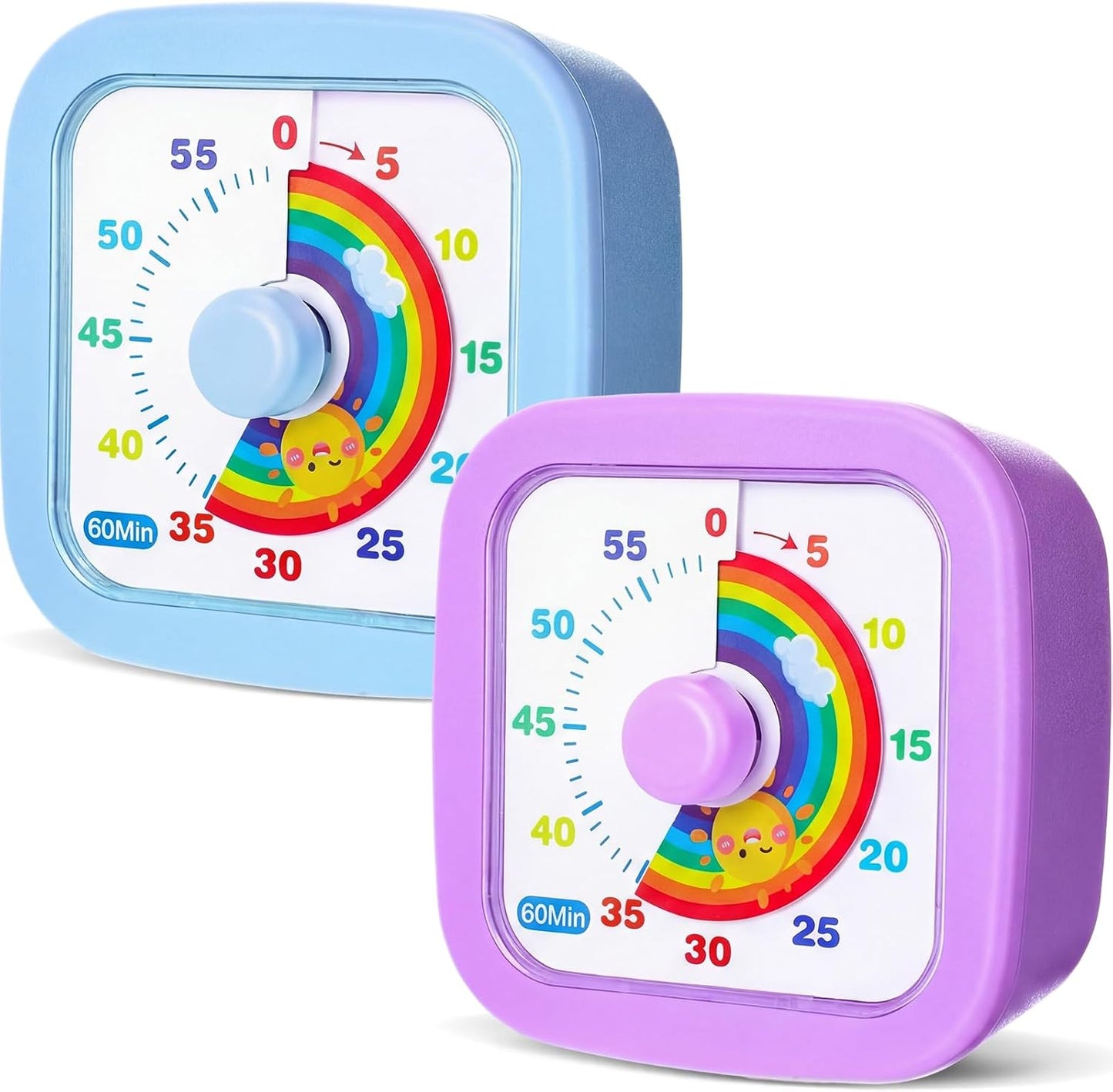 AmazingSpark 2 Pack Visual Timer 60 Minute Countdown Timer Colored Countdown Clock for Homeschool Supplies Study Tool, Classroom Home Office Time Management Tool (Classic,Blue,Green)
