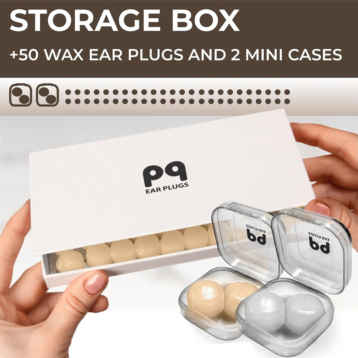 Peace&Quiet PQ Wax Ear Plugs for Sleeping - 50 Silicone Wax Earplugs