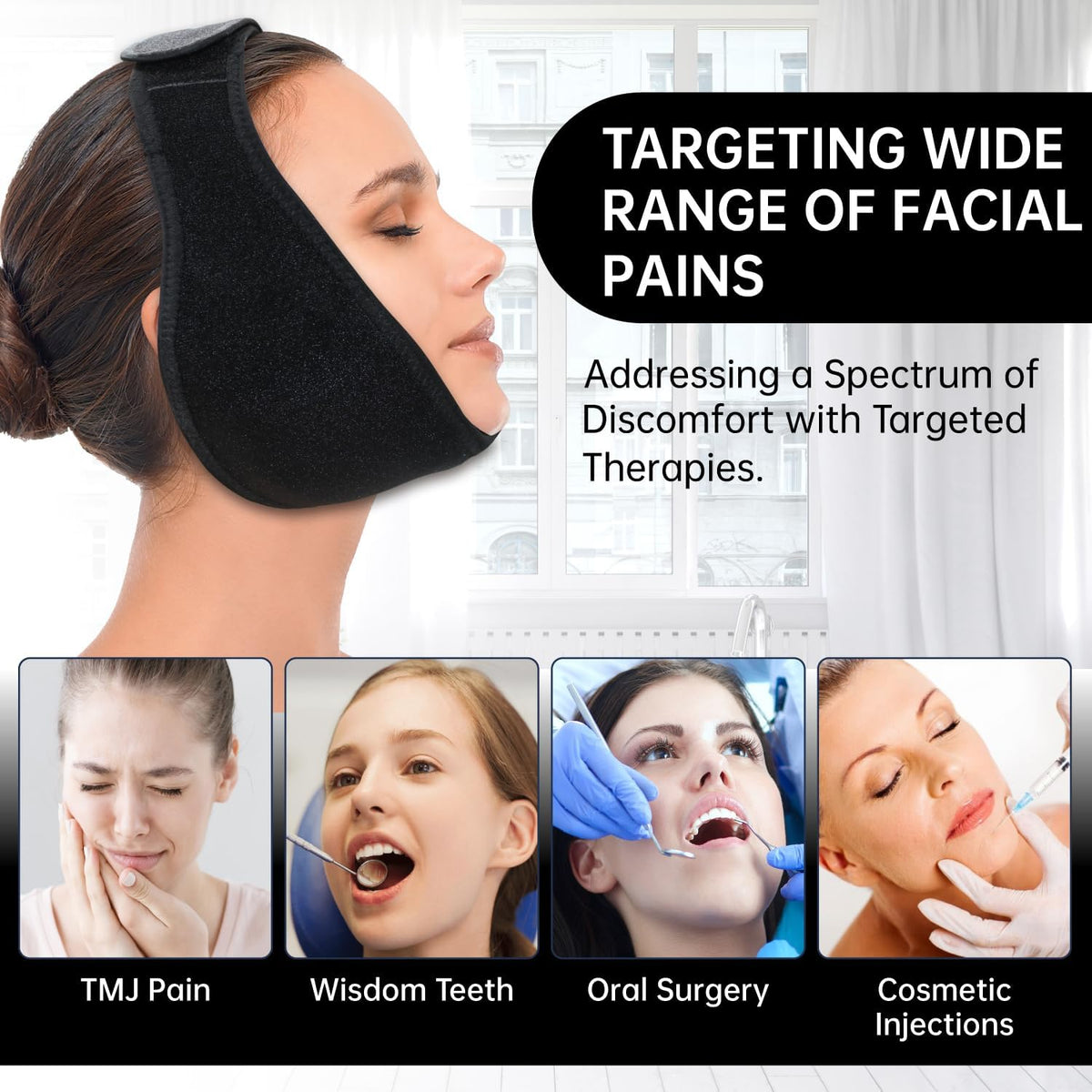 Wisdom Teeth Ice Pack Head Wrap Jaw Face Ice Pack with 4 Gel Packs